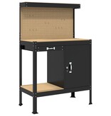 VidaXL Werkbanken met lade Zwart 81 x 41 x 145 cm Bewerkt hout