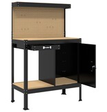 VidaXL Werkbanken met lade Zwart 81 x 41 x 145 cm Bewerkt hout