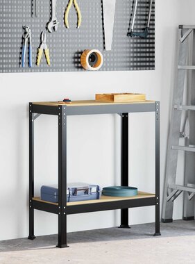 VidaXL Werkbanken met plank Zwart 81 x 41 x 145 cm Bewerkt hout