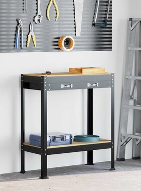 VidaXL Werkbanken met lade Zwart 81 x 41 x 145 cm Bewerkt hout