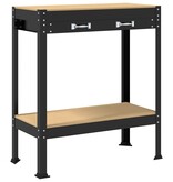 VidaXL Werkbanken met lade Zwart 81 x 41 x 145 cm Bewerkt hout