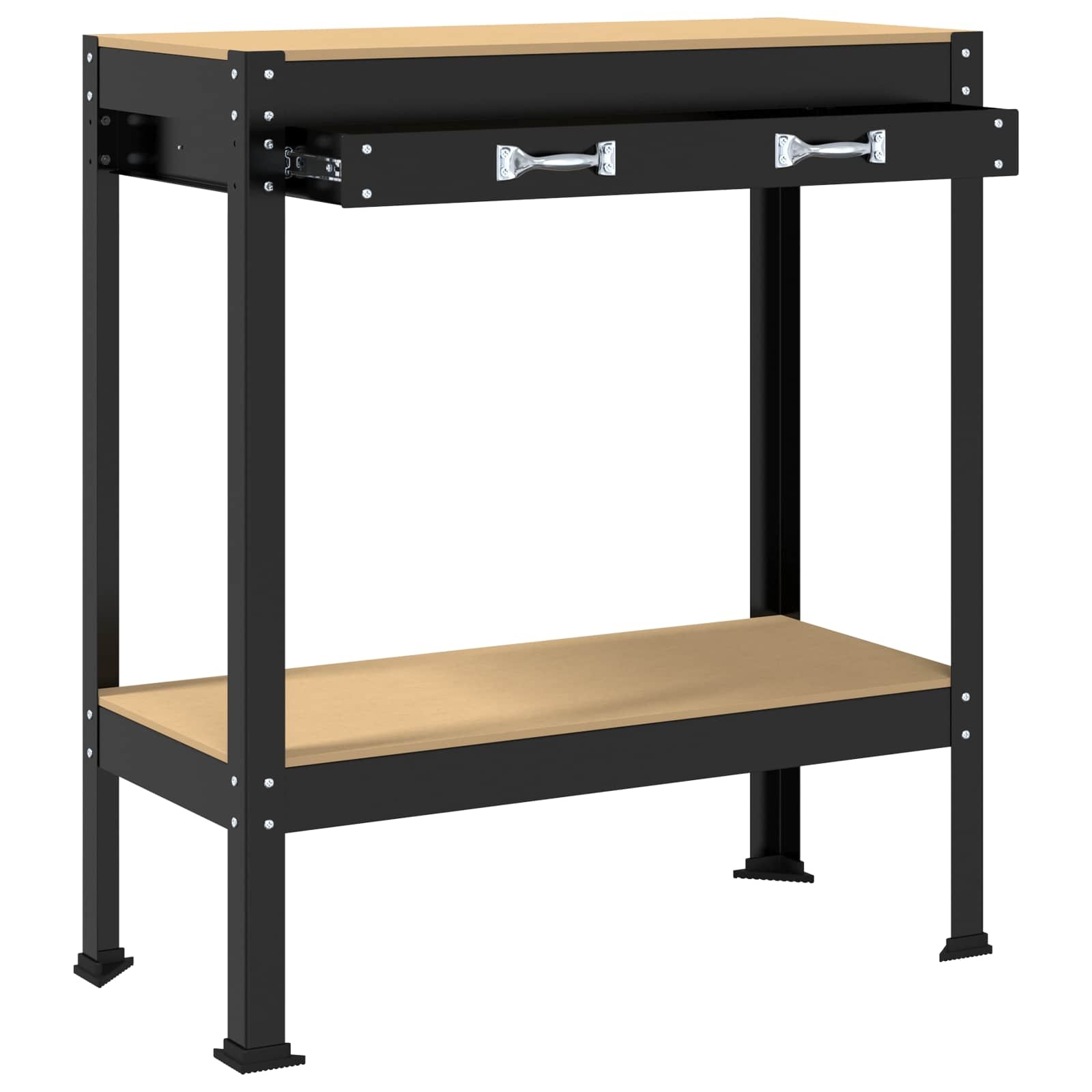 VidaXL Werkbanken met lade Zwart 81 x 41 x 145 cm Bewerkt hout
