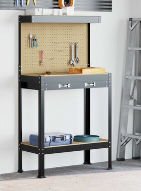 VidaXL Werkbanken met lade Zwart 81 x 41 x 145 cm Bewerkt hout