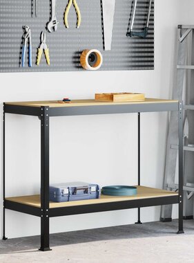 VidaXL Werkbanken met plank Zwart 81 x 41 x 145 cm Bewerkt hout