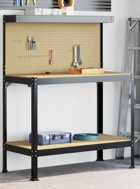 VidaXL Werkbanken met plank Zwart 81 x 41 x 145 cm Bewerkt hout