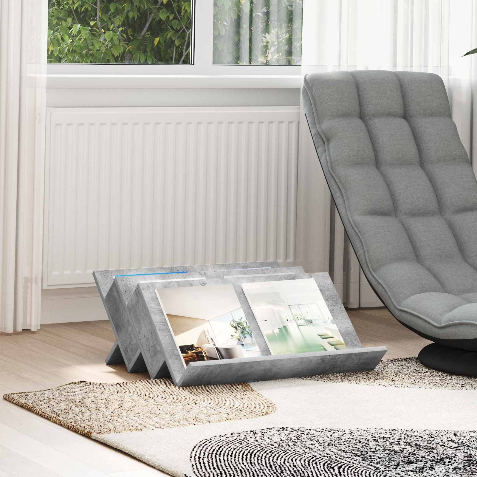 VidaXL Bijzetkast met plank Beton Grijs 65 x 57,5 x 42 cm Bewerkt hout