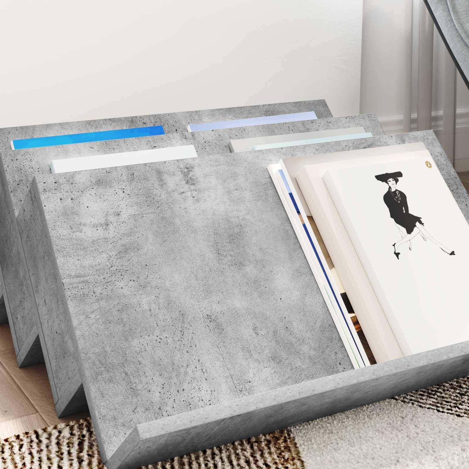 VidaXL Bijzetkast met plank Beton Grijs 65 x 57,5 x 42 cm Bewerkt hout