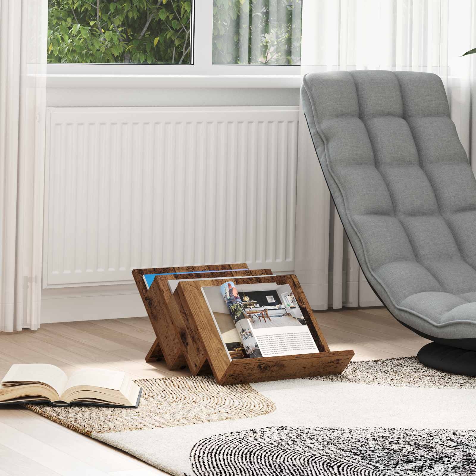 VidaXL Bijzetkast met plank Oudhout 57,5 x 40 x 42 cm Bewerkt hout