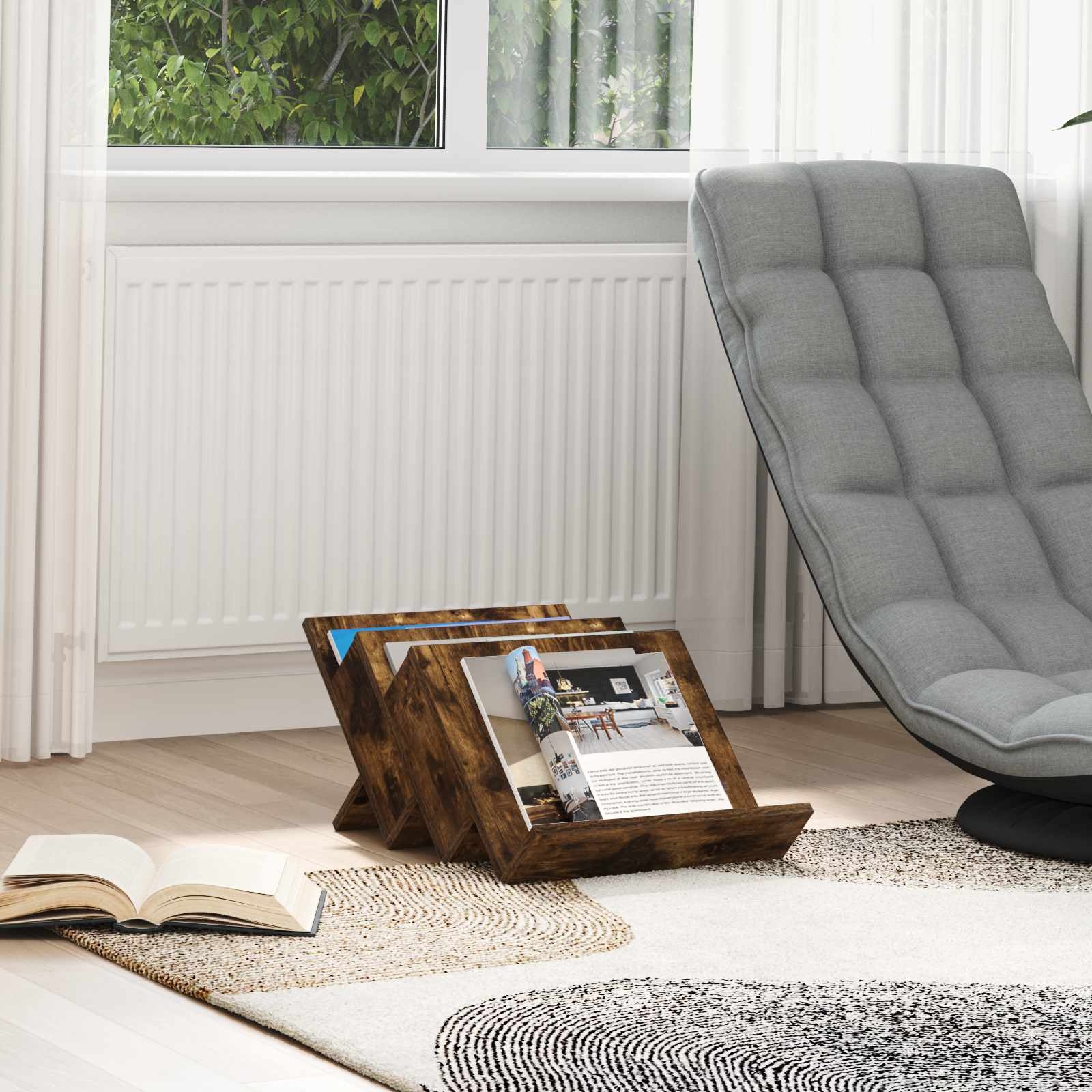 VidaXL Bijzetkast Gerookt eiken 57,5 x 40 x 42 cm Bewerkt hout