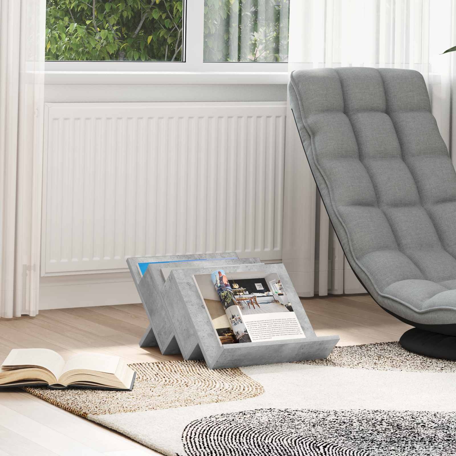 VidaXL Bijzetkast met plank Beton Grijs 57,5 x 40 x 42 cm Bewerkt hout