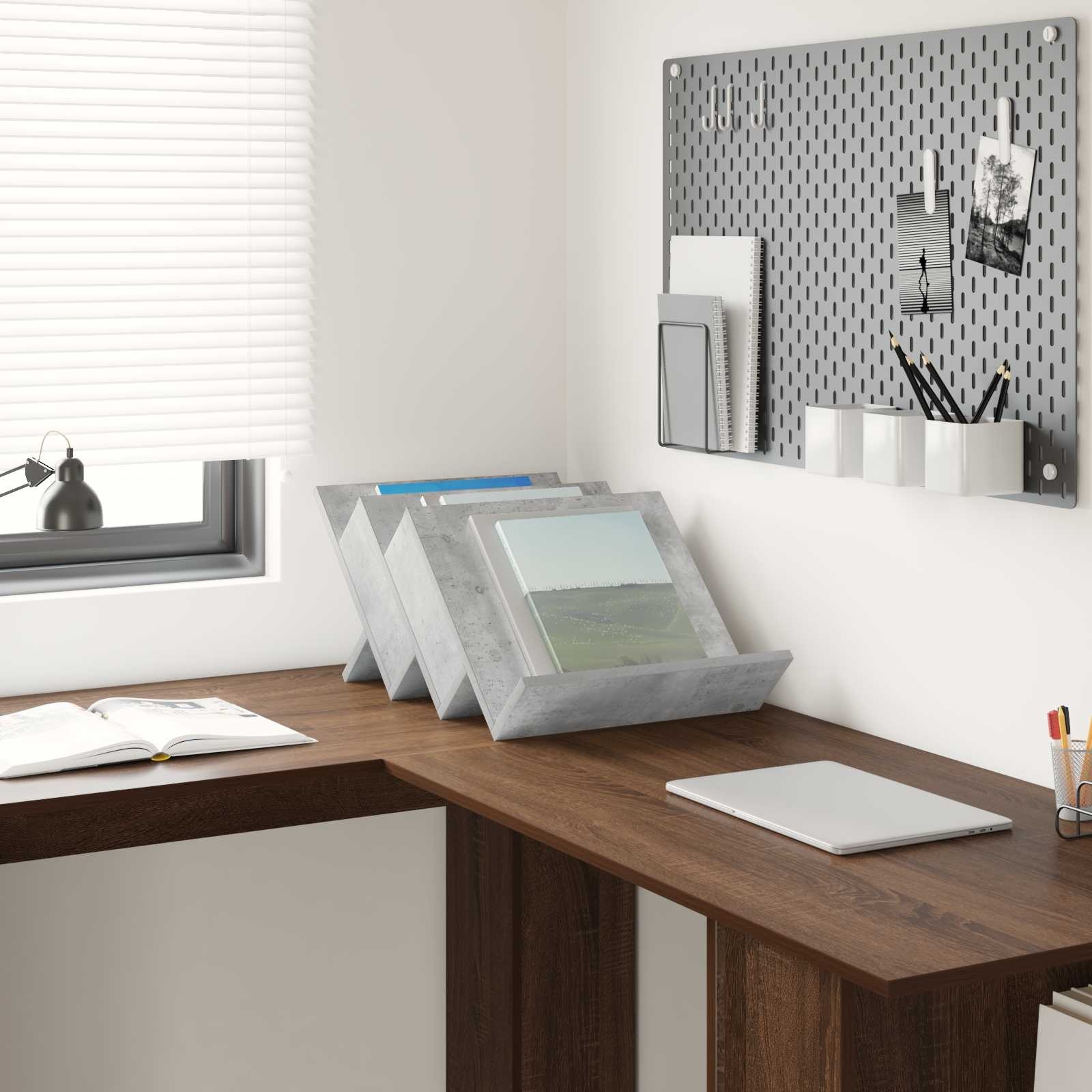 VidaXL Bijzetkast met plank Beton Grijs 57,5 x 40 x 42 cm Bewerkt hout