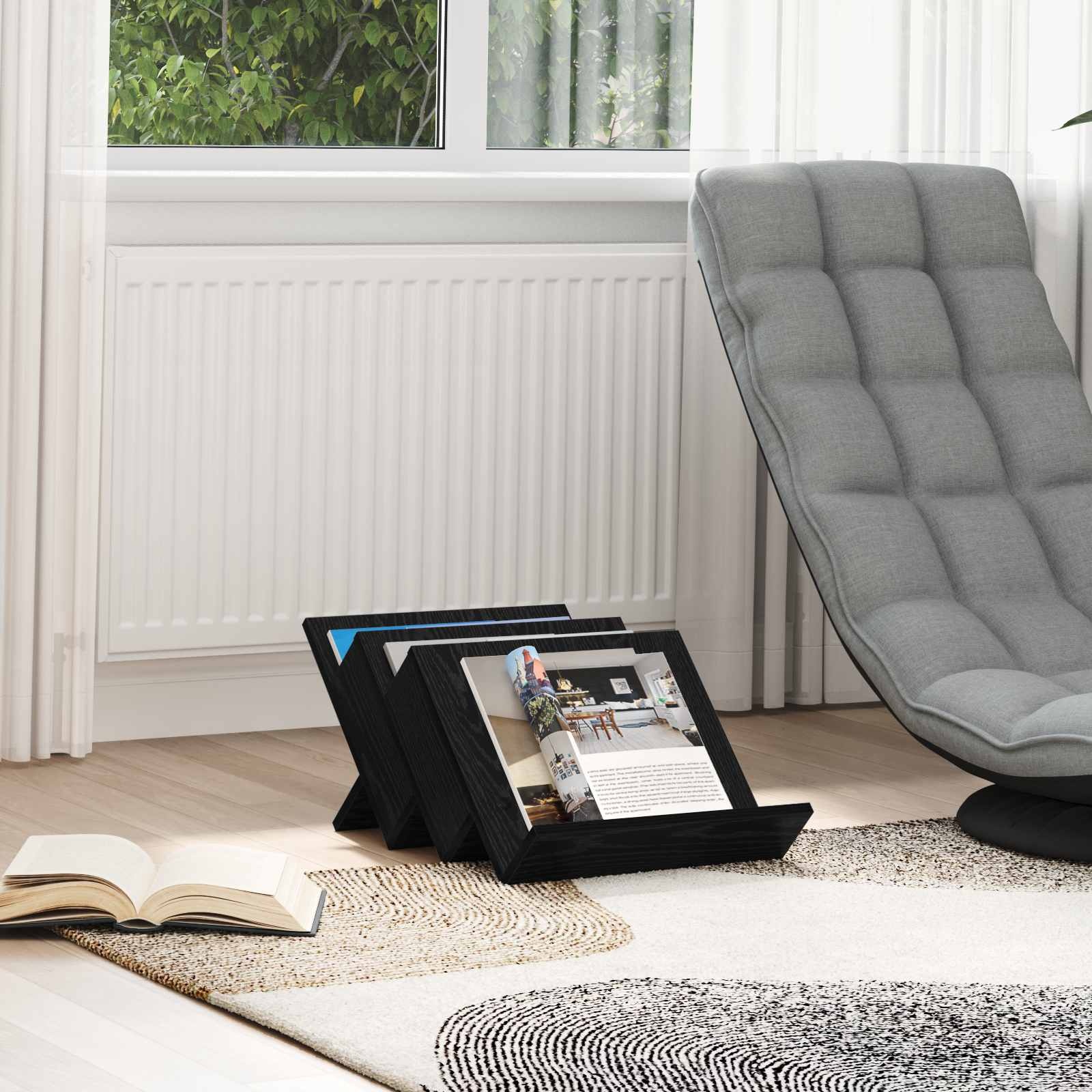 VidaXL Bijzetkast met plank Zwart Eiken 57,5 x 40 x 42 cm Bewerkt hout