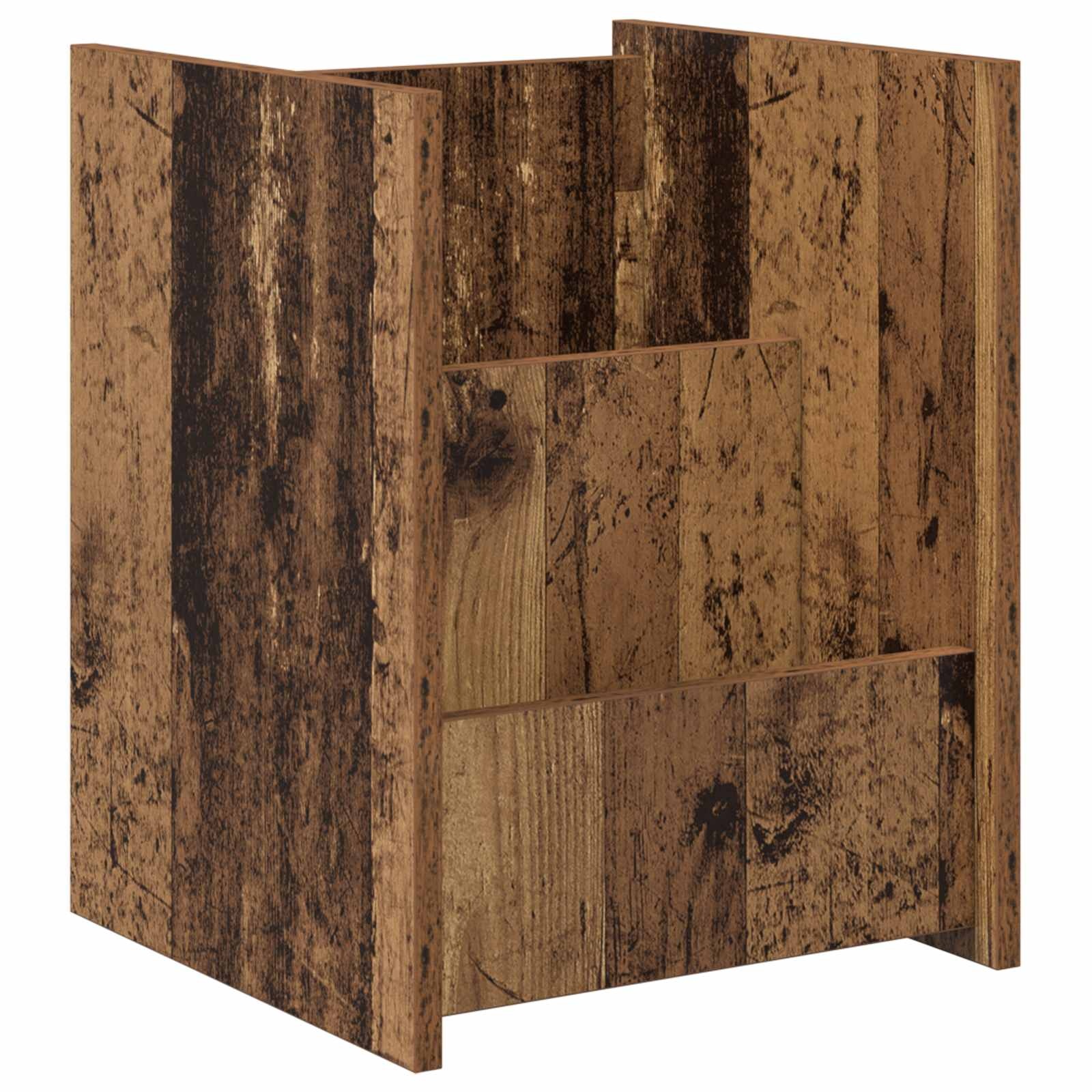 VidaXL Bijzettafel met plank Oudhout 35 x 35 x 45 cm Bewerkt hout