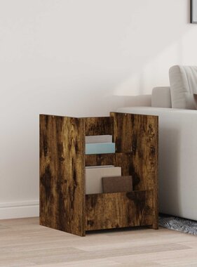 VidaXL Bijzettafel Gerookt eiken 35 x 35 x 45 cm Bewerkt hout
