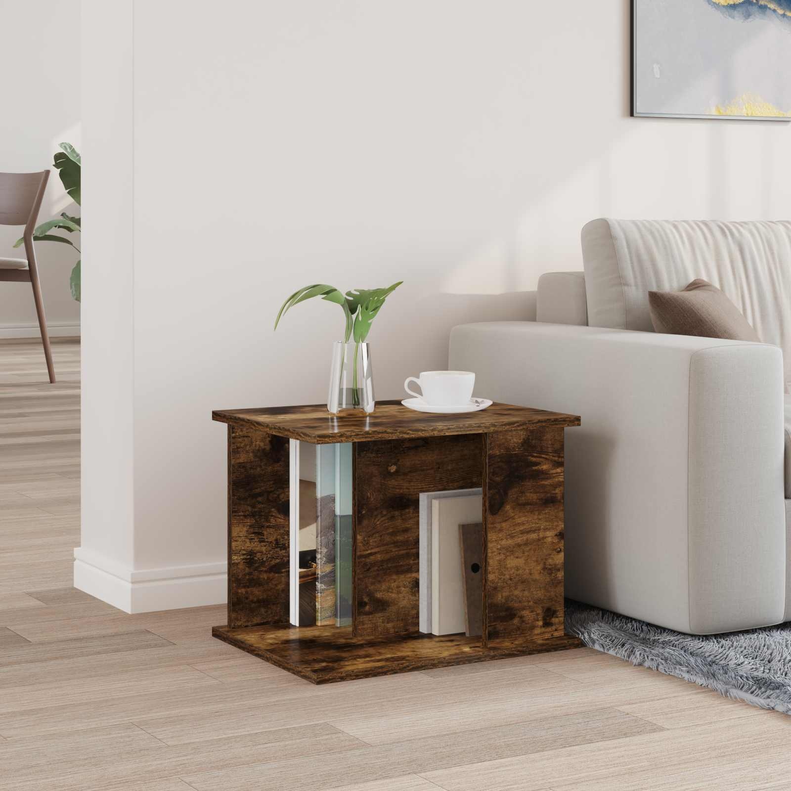 VidaXL Bijzettafel Gerookt eiken 35 x 35 x 45 cm Bewerkt hout