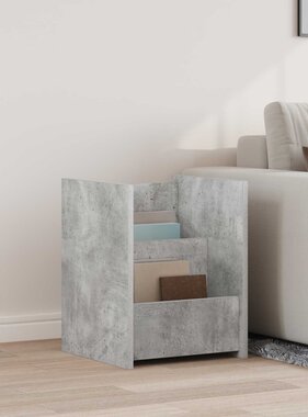 VidaXL Bijzettafel met plank Beton Grijs 35 x 35 x 45 cm Bewerkt hout