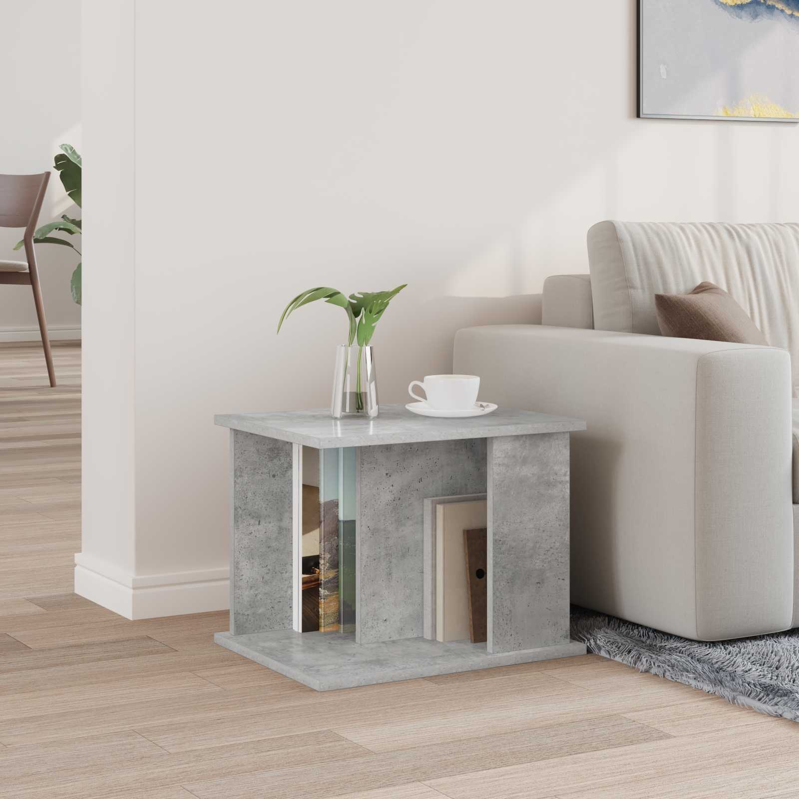 VidaXL Bijzettafel met plank Beton Grijs 35 x 35 x 45 cm Bewerkt hout