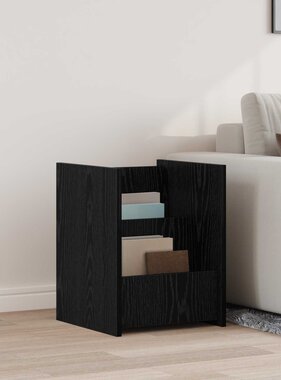 VidaXL Bijzettafel met plank Zwart Eiken 35 x 35 x 45 cm Bewerkt hout