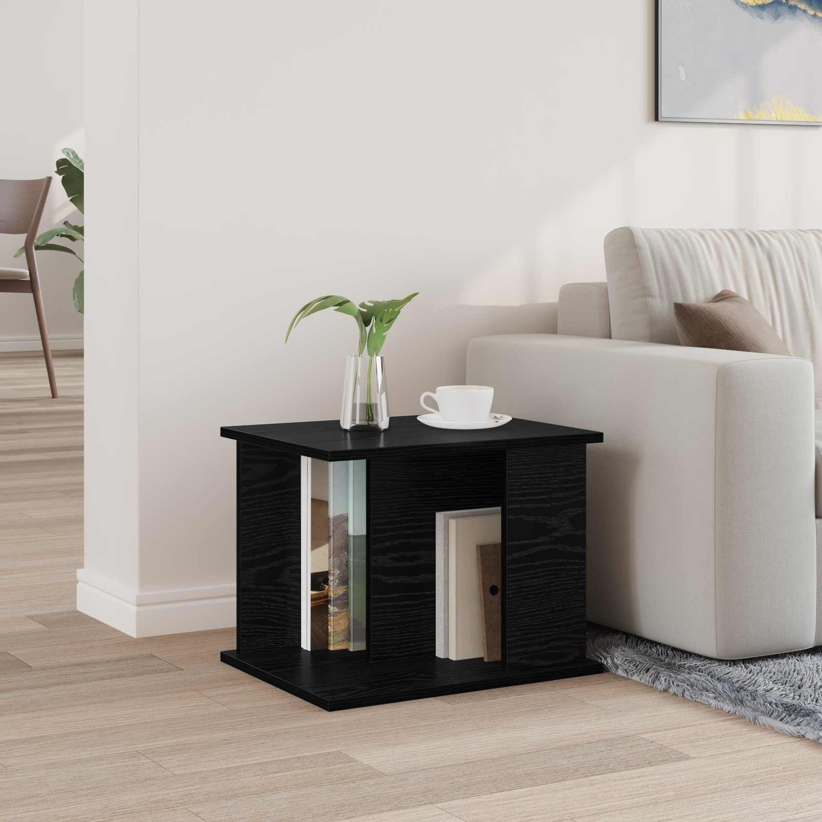 VidaXL Bijzettafel met plank Zwart Eiken 35 x 35 x 45 cm Bewerkt hout