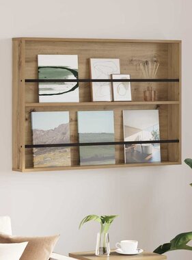 VidaXL Tijdschrift Rek Artisan Eiken 100 x 12 x 70 cm Bewerkt hout