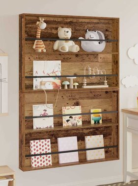 VidaXL Tijdschrift Rek 2 pcs Oudhout 100 x 12 x 70 cm Bewerkt hout