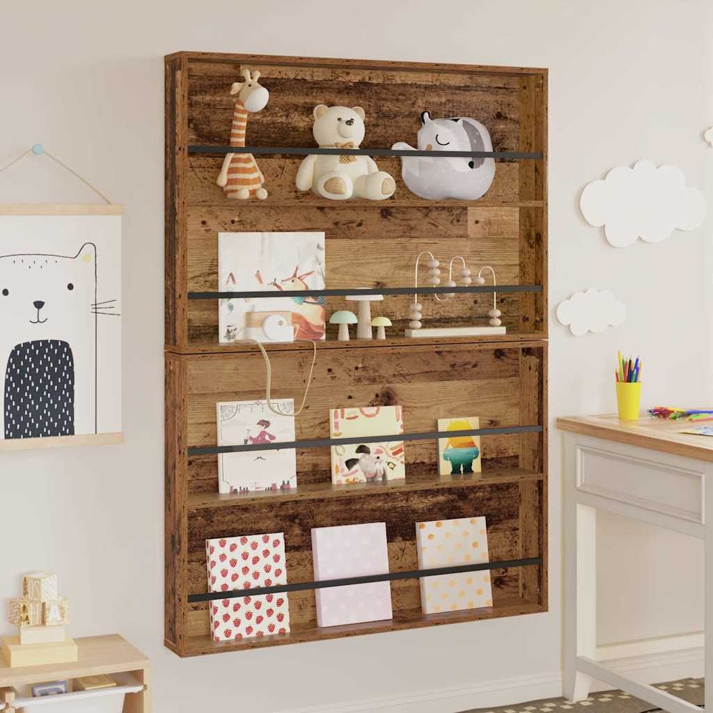 VidaXL Tijdschrift Rek 2 pcs Oudhout 100 x 12 x 70 cm Bewerkt hout