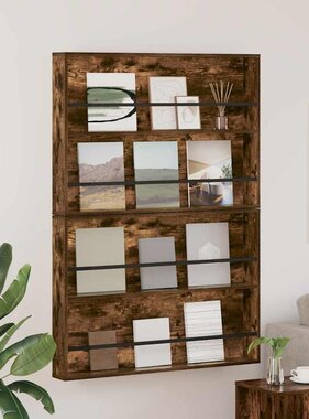 VidaXL Tijdschrift Rek met plank 2 pcs Gerookt eiken 100 x 12 x 70 cm