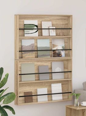 VidaXL Tijdschrift Rek met plank 2 pcs Sonoma Eiken 100 x 12 x 70 cm