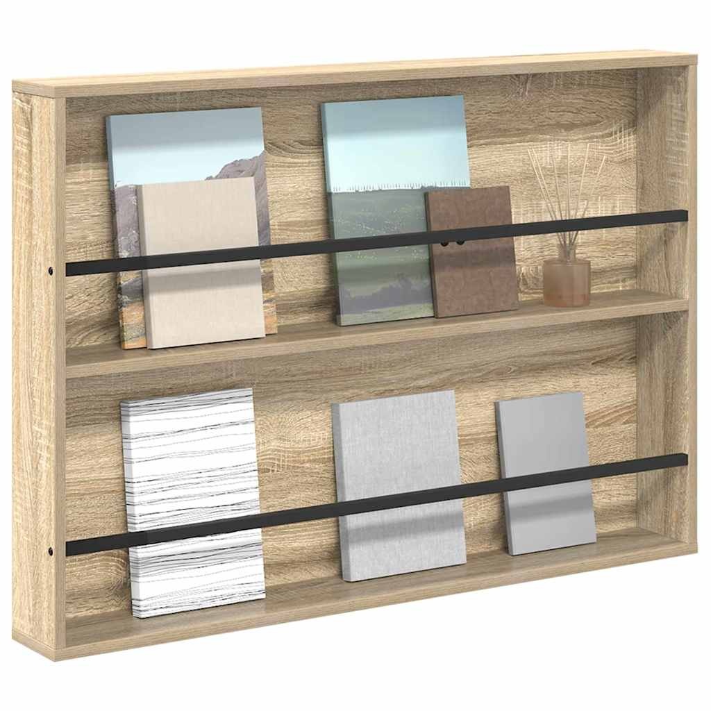 VidaXL Tijdschrift Rek Sonoma Eiken 100 x 12 x 70 cm Bewerkt hout