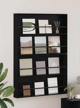 VidaXL Tijdschrift Rek 2 pcs Zwart Eiken 100 x 12 x 70 cm Bewerkt hout