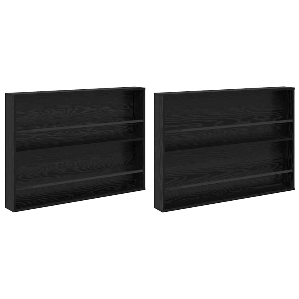 VidaXL Tijdschrift Rek 2 pcs Zwart Eiken 100 x 12 x 70 cm Bewerkt hout