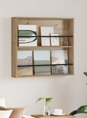 VidaXL Tijdschrift Rek Artisan Eiken 80 x 12 x 70 cm Bewerkt hout