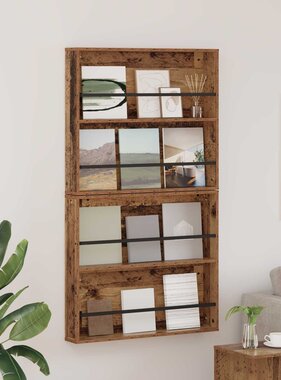 VidaXL Tijdschrift Rek 2 pcs Oudhout 80 x 12 x 70 cm Bewerkt hout