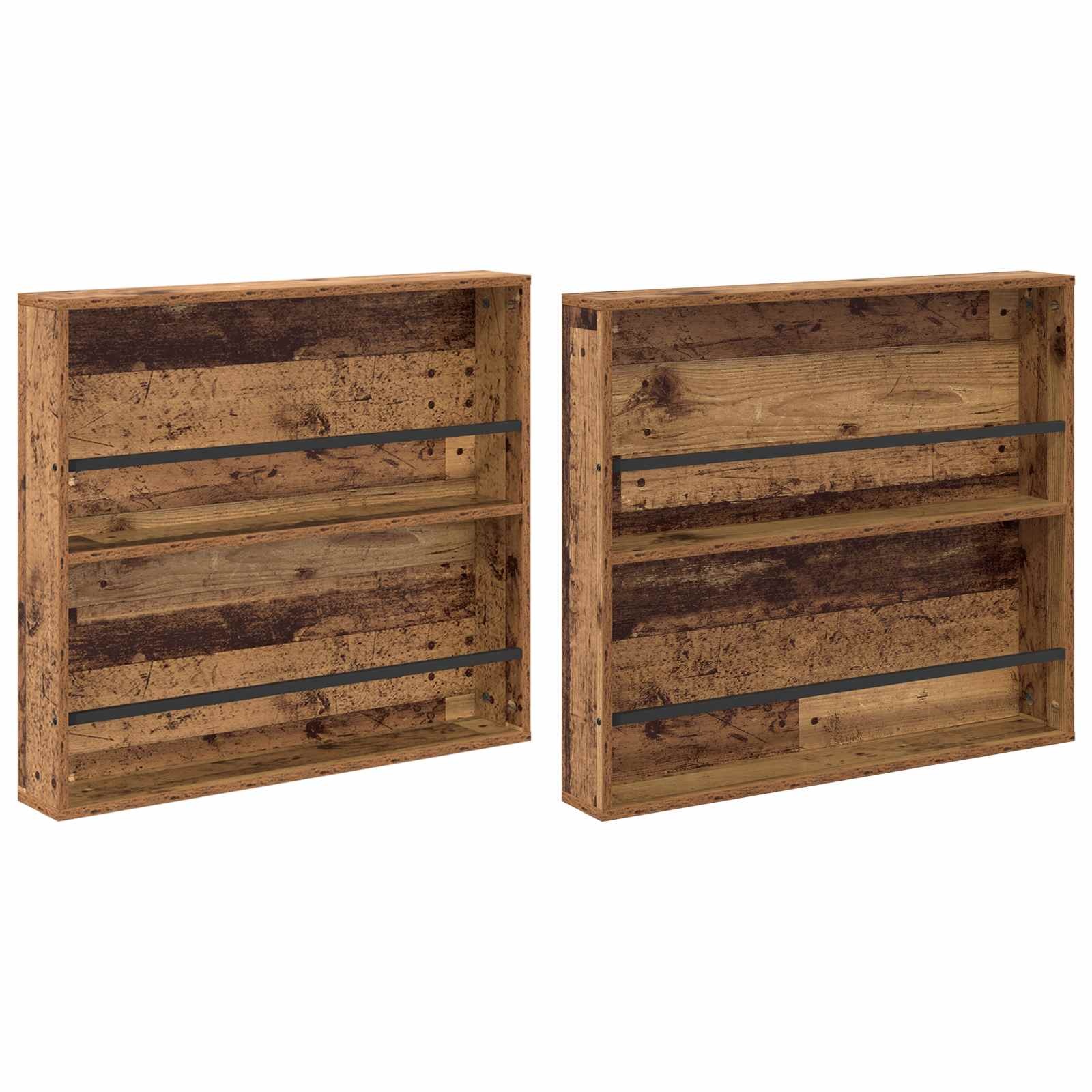 VidaXL Tijdschrift Rek 2 pcs Oudhout 80 x 12 x 70 cm Bewerkt hout