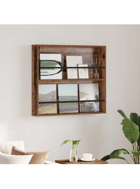 VidaXL Tijdschrift Rek met plank Oudhout 80 x 12 x 70 cm Bewerkt hout
