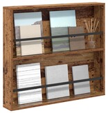 VidaXL Tijdschrift Rek met plank Oudhout 80 x 12 x 70 cm Bewerkt hout