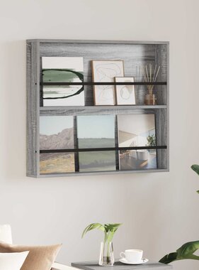 VidaXL Tijdschrift Rek Grijs Sonoma 80 x 12 x 70 cm Bewerkt hout