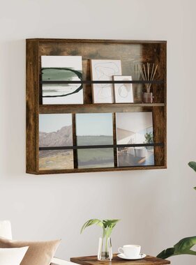 VidaXL Tijdschrift Rek Gerookt eiken 80 x 12 x 70 cm Bewerkt hout