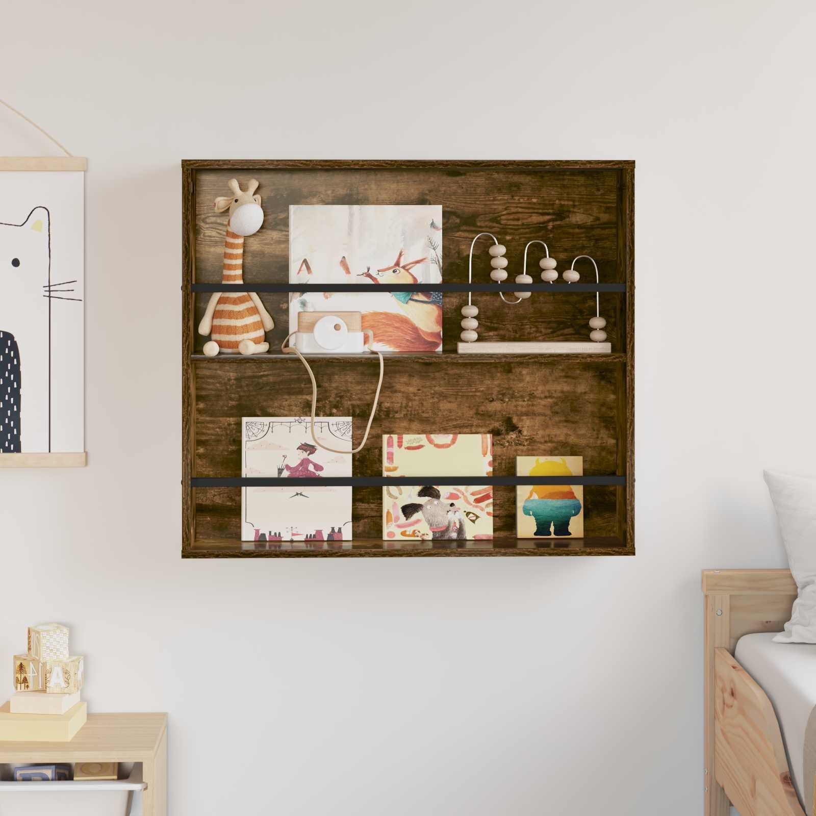 VidaXL Tijdschrift Rek Gerookt eiken 80 x 12 x 70 cm Bewerkt hout