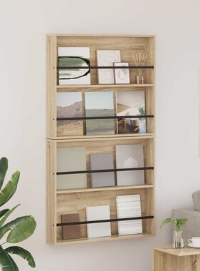 VidaXL Tijdschrift Rek 2 pcs Sonoma Eiken 80 x 12 x 70 cm Bewerkt hout