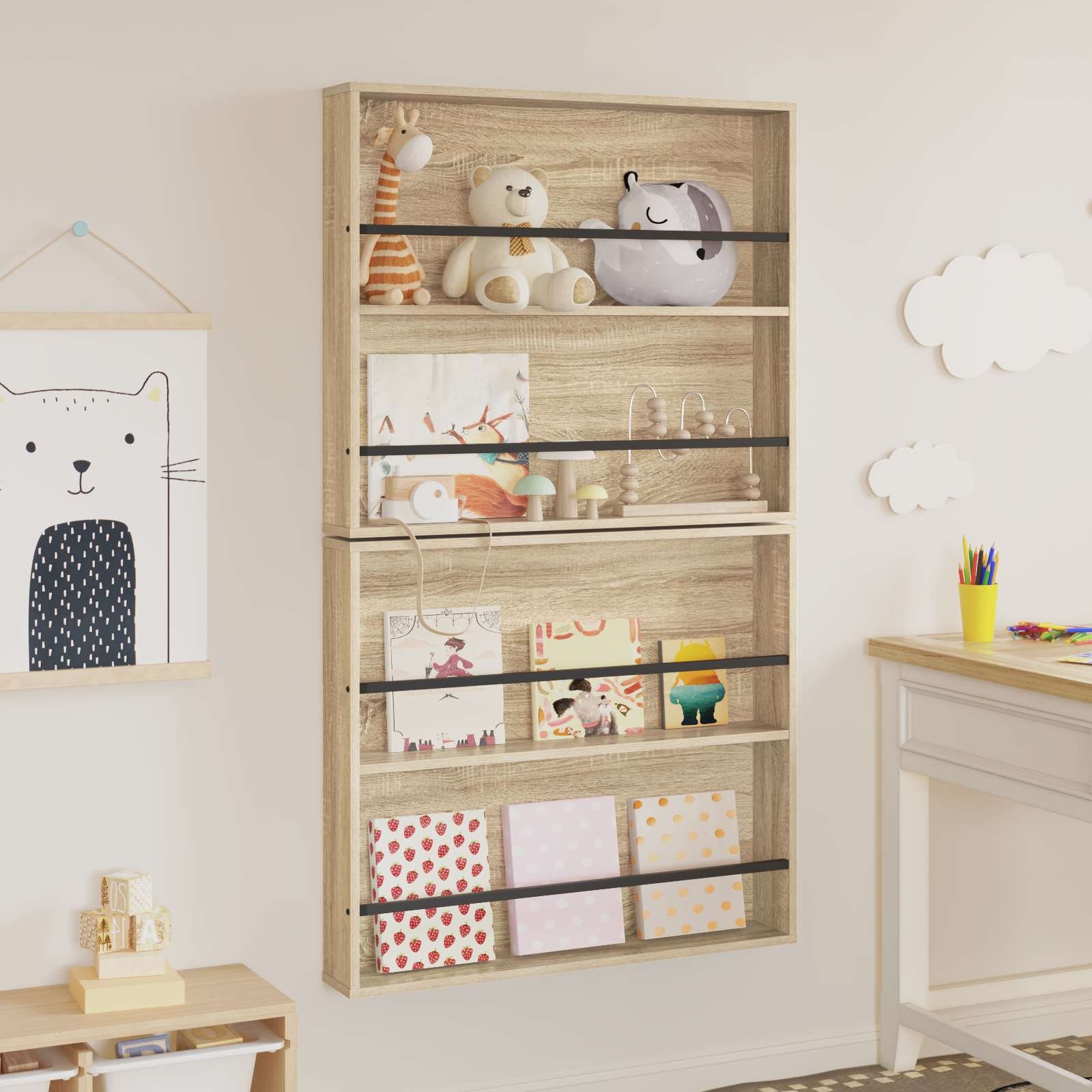 VidaXL Tijdschrift Rek 2 pcs Sonoma Eiken 80 x 12 x 70 cm Bewerkt hout