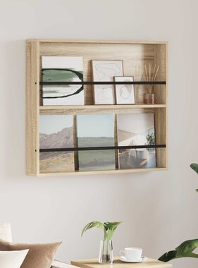 VidaXL Tijdschrift Rek Sonoma Eiken 80 x 12 x 70 cm Bewerkt hout