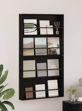 VidaXL Tijdschrift Rek 2 pcs Zwart Eiken 80 x 12 x 70 cm Bewerkt hout