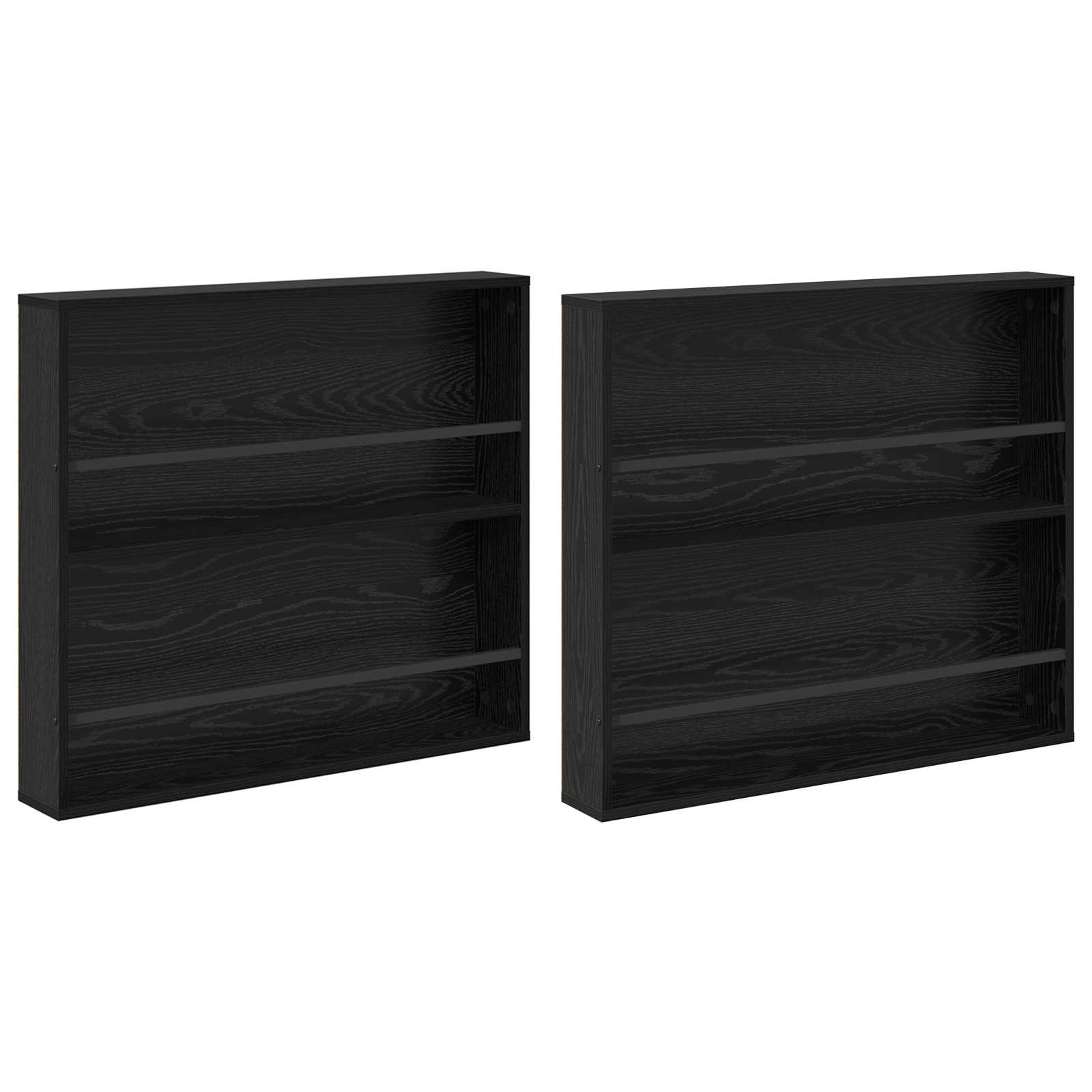 VidaXL Tijdschrift Rek 2 pcs Zwart Eiken 80 x 12 x 70 cm Bewerkt hout