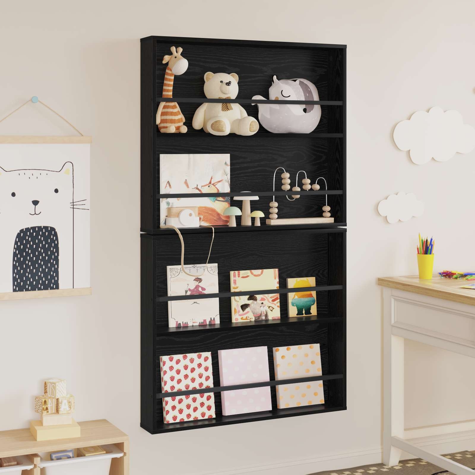 VidaXL Tijdschrift Rek 2 pcs Zwart Eiken 80 x 12 x 70 cm Bewerkt hout