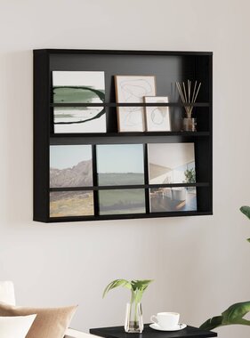VidaXL Tijdschrift Rek Zwart Eiken 80 x 12 x 70 cm Bewerkt hout