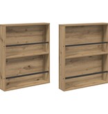 VidaXL Tijdschrift Rek met plank 2 pcs Artisan Eiken 60 x 12 x 70 cm