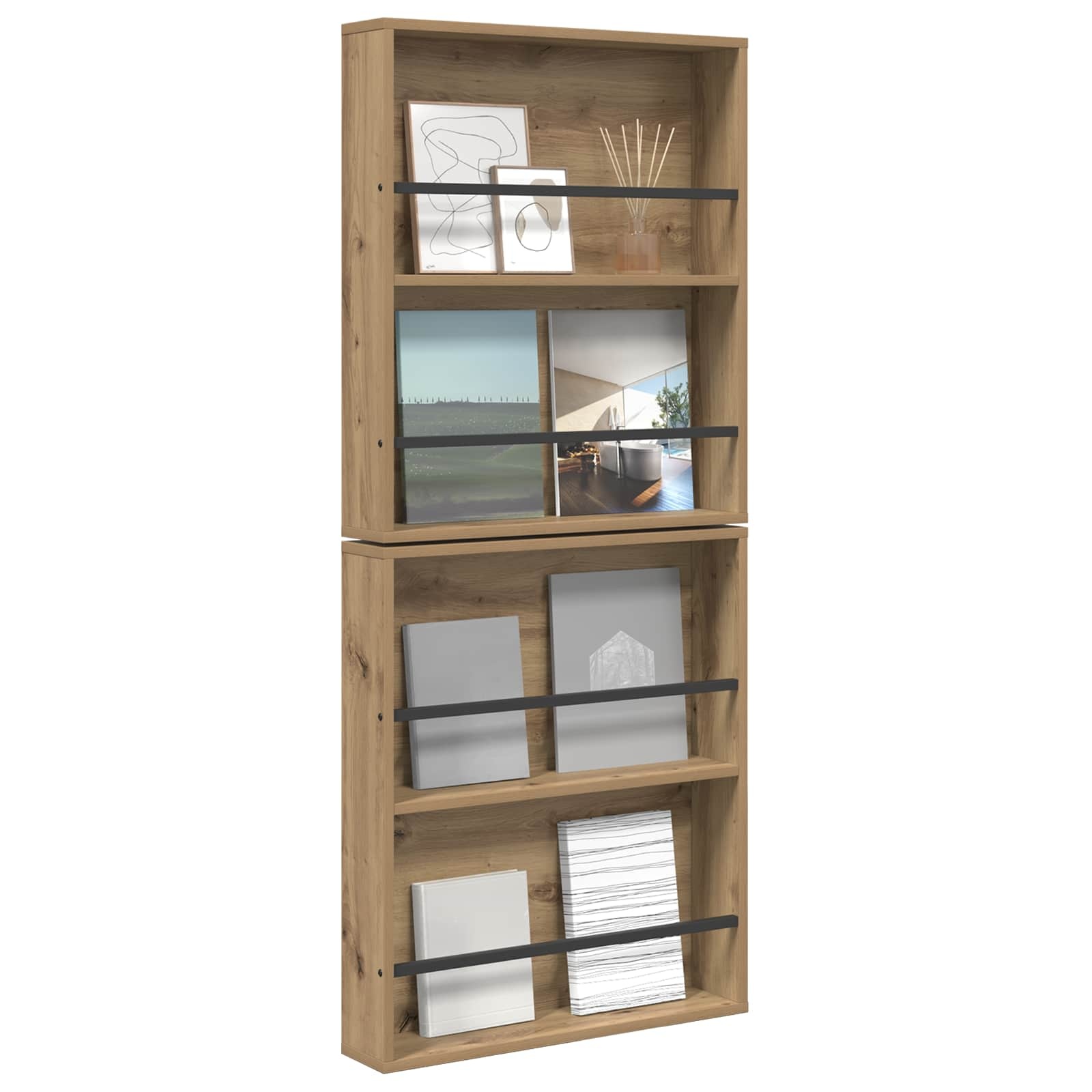 VidaXL Tijdschrift Rek met plank 2 pcs Artisan Eiken 60 x 12 x 70 cm