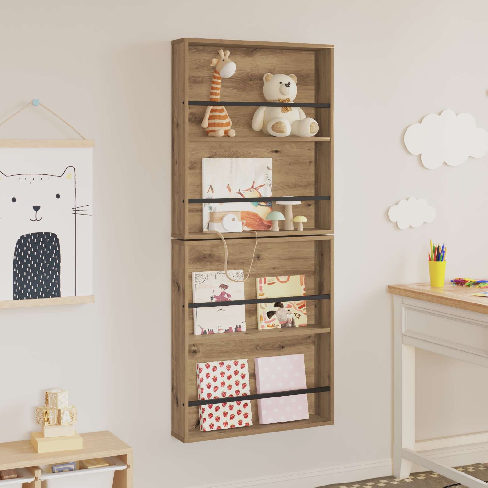 VidaXL Tijdschrift Rek met plank 2 pcs Artisan Eiken 60 x 12 x 70 cm