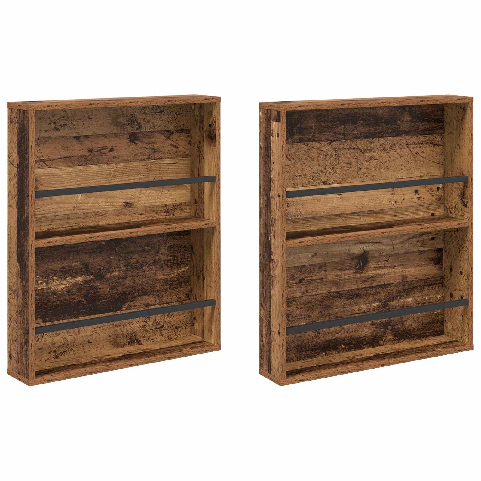 VidaXL Tijdschrift Rek 2 pcs Oudhout 60 x 12 x 70 cm Bewerkt hout